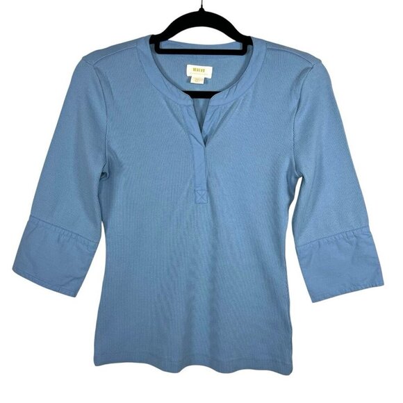 Maeve Anthropologie Relaxed Popover Shirt Women’s Size XSP Ribbed Top Light Blue - Picture 1 of 8